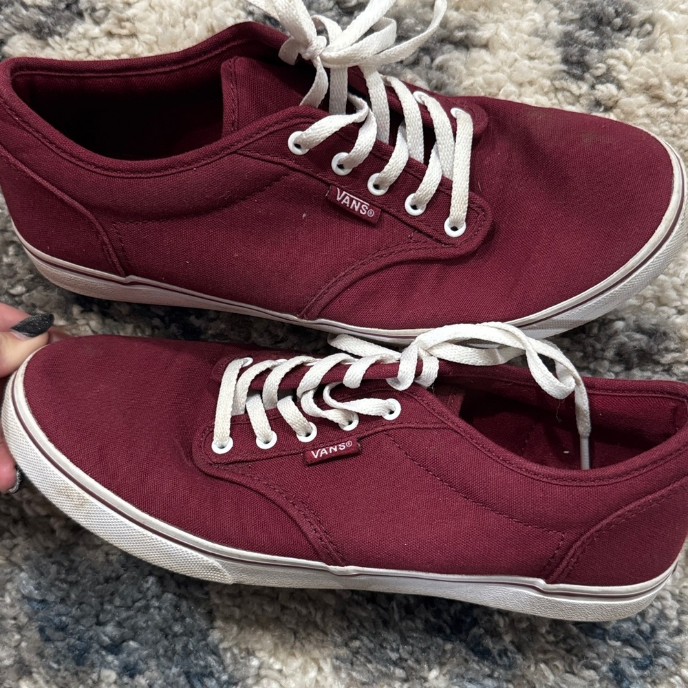 Vans Maroon Canvas Shoes with White Accents
